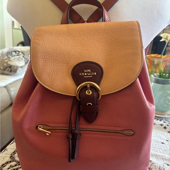 Coach | Bags | Coach Pink And Tan Leather Backpack With  display picture 1